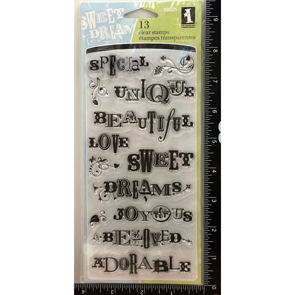2008 INKADINKADO 98625 SCRAPBOOK SENTIMENTS CLEAR CLING PHOTOPOLYMER STAMP SET